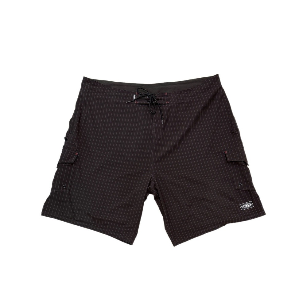 AFTCO Men's Board Shorts Fishing Cargo Size 44 Black Pinstripe Quick Dry Pockets